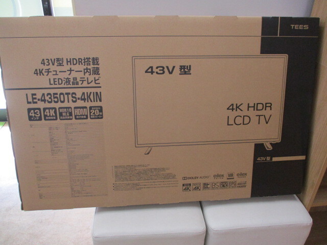 LED液晶テレビ TEES 43V型 HDR搭載 4Kチューナー内蔵