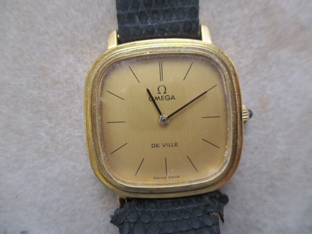 オメガ デビル レディース腕時計 クオーツ ゴールド スクエア