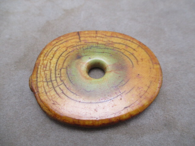 レトロ アンティーク 骨董品 饅頭根付 切り株 セイウチ牙