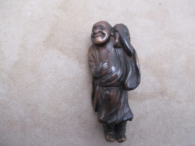 レトロ アンティーク 骨董品 中国美術 根付 布袋 木製