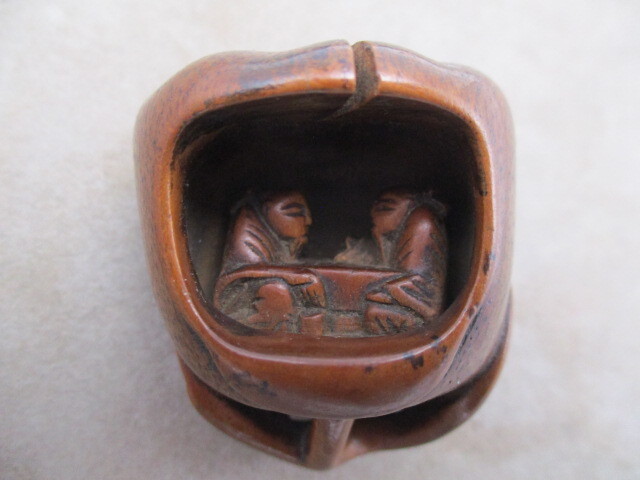 レトロ アンティーク 骨董品 根付 カボチャ 透かし彫り 木製